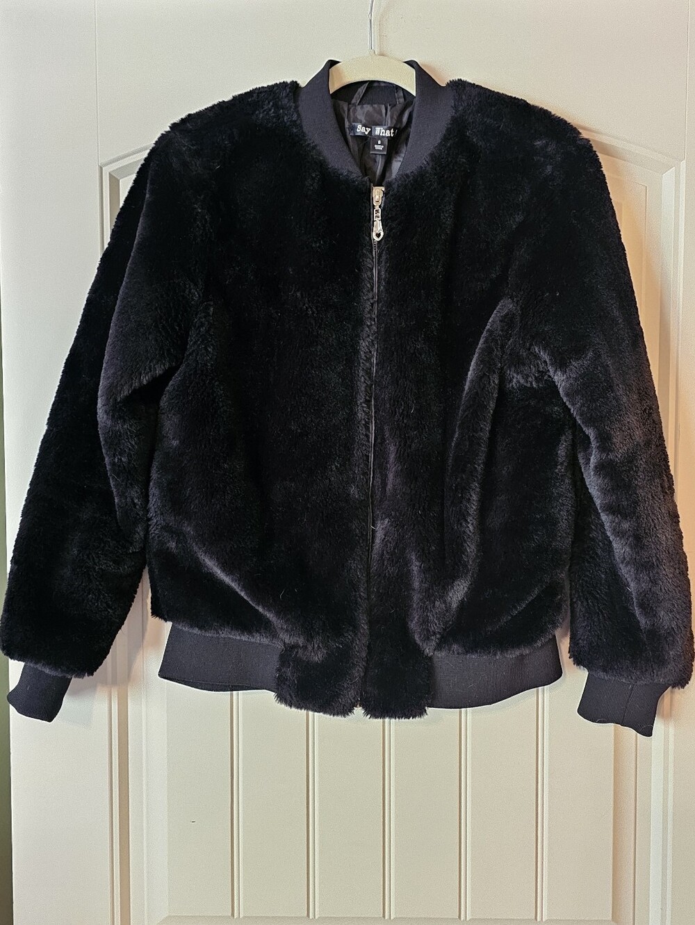 Say What? Black Faux Fur Bomber Jacket